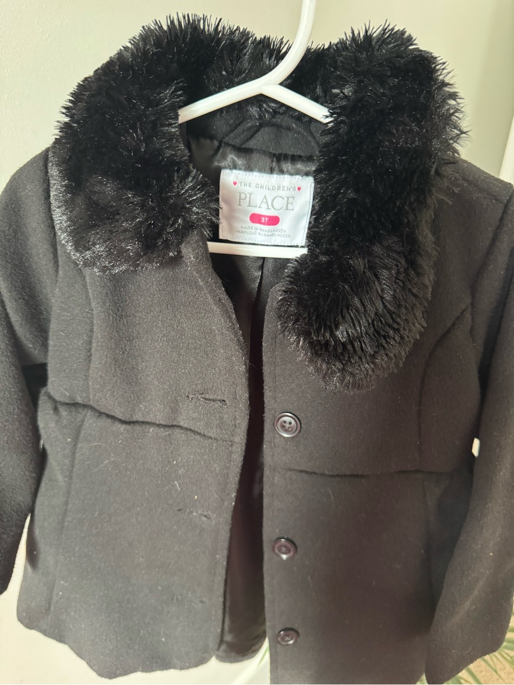 Children's Place- Toddler Girls Dressy Coat - Black Size 3T - Picture 3 of 4